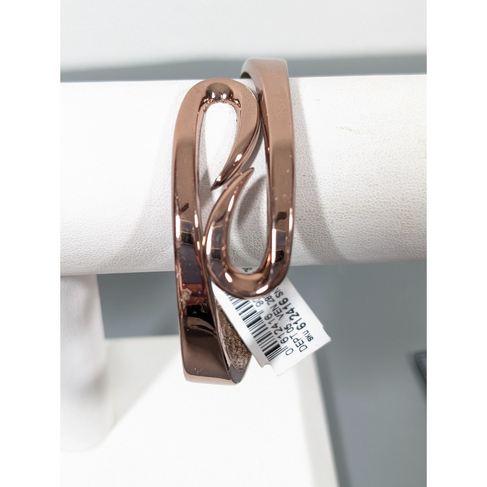 Dressbarn Brown Metallic Scroll Hinge Bangle Bracelet 6.5 in Classic‎ Modernist